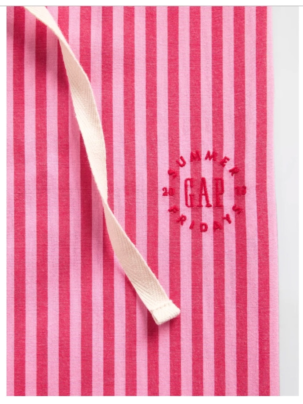 NEW Gap × Summer Fridays Relaxed Poplin Stripe PJ Pants Red + Pink Stripes XL - Picture 2 of 9